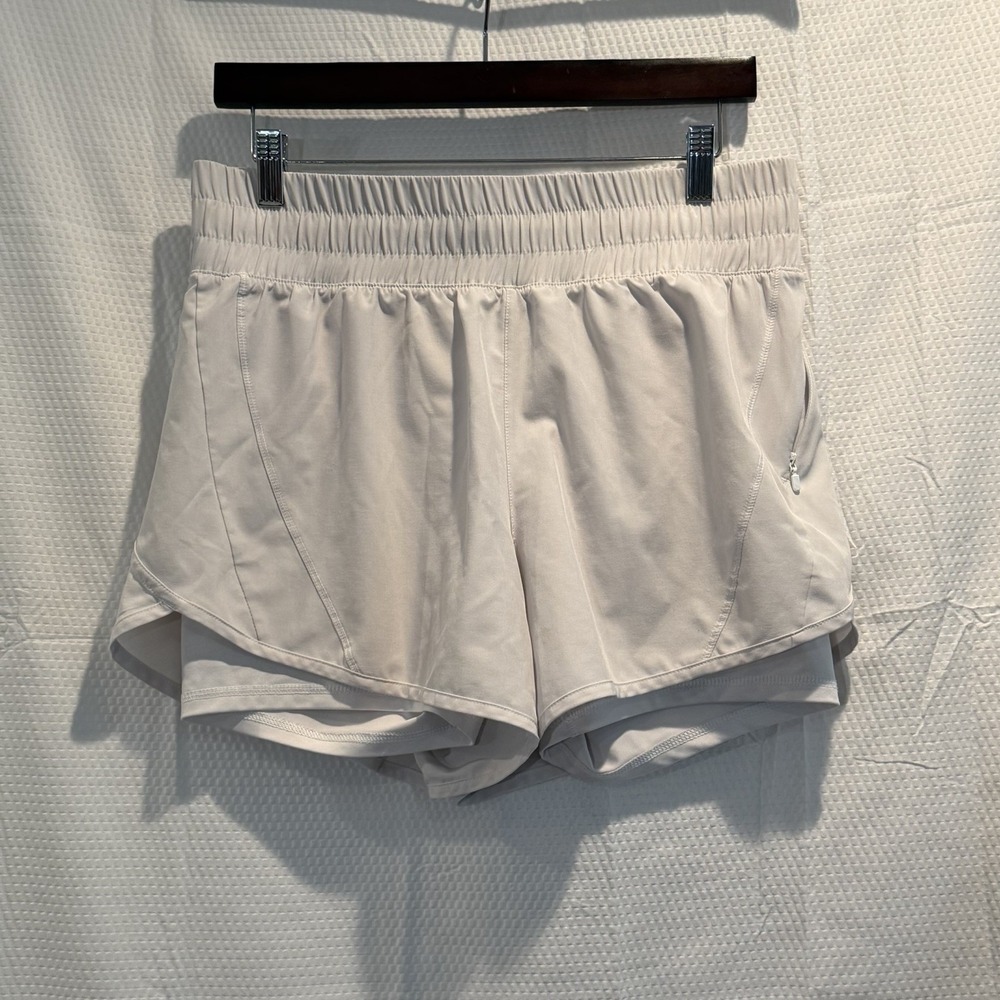 Avia White Running Shorts M 8-10 Lined Athletic Gym Workout Zippered Pocket READ